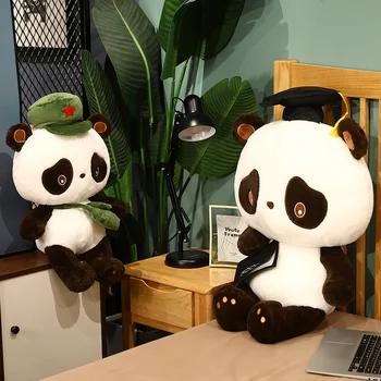 1 buc 25-75cm de Absolvire Dr. Panda Jucării de Pluș Drăguț Armata Roșie Panda Perne Umplute Moale Jucării Animale de Înaltă Calitate de Cadou pentru Copii