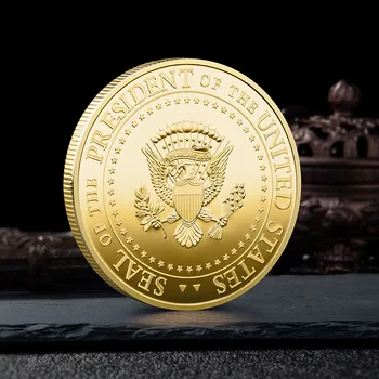 1 buc Colectie de Monede de Aur NE Donald Trump Monedă Comemorativă 
