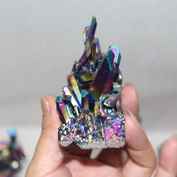 1 buc Naturale Cluster de Cristal Frumoase Curcubee Galvanizare Colorate Pietre de Cuarț Acvariu de Decor Elemente de Decor Acasă