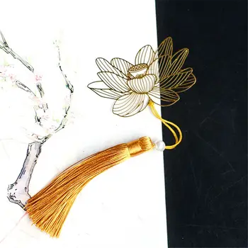 1 buc Retro de Metal Marcaj Stil Chinezesc Golden Lotus Gol Tassel Pandantiv Marcaj Kawaii Papetărie Cartea Accesorii