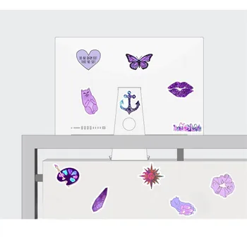 10/30/50PCS desene animate mici proaspete violet copii jucarie laptop cana de depozitare rezistent la apa graffiti casca de decorare autocolant en-gros