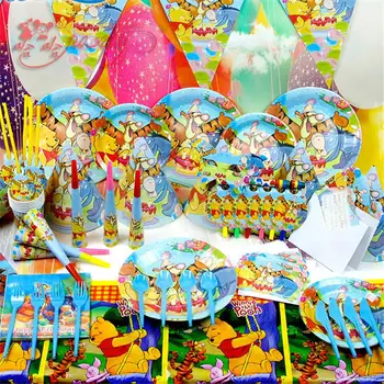 10 Copii Winnie Ursulețul Tacamuri De Unica Folosinta Happy Birthday Party Consumabile Festivalul De Decor Eveniment Favoarea Partidului De Gen Dezvăluie Decor