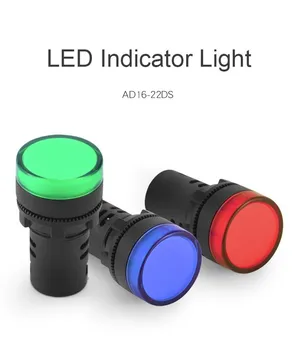 10buc 22mm LED Indicator, LED Indicator Lumina 12V 24V 36V 48V 110V 220V Montare pe Panou LED Putere Semnal Pilot de Lumină Lampă AD 16-22DS