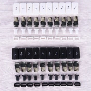 10buc/Lot Alb/Negru Nou Micro Interfețe Diy Micro Usb de sex Masculin Conectori Kit Capace