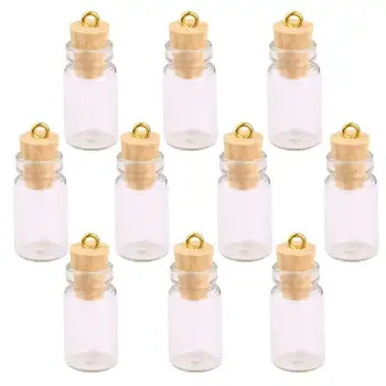 10buc Mini Drăguț Flacoane de Sticlă Flacoane Mici de Plută în Miniatură Clar Borcane de Sticlă Multi Utilizare Dop de Plută Dorința de Sticlă Lung Model