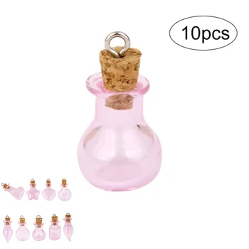 10buc Mini Roz Sticlă Borcane Flacoane Cu Dopuri Pentru Ambarcațiuni Plat Bec Colorat
