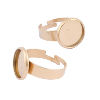 10buc placat cu aur se potrivesc cabochon 12mm inel de bază din oțel inoxidabil reglabil ramă goală setări pentru inele jewerly face