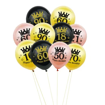 10pcs de 12 țoli Fericit Ziua de naștere Numărul balon latex Rose Gold Crown 16 18 20 21 30 40 50 Naștere. aniversare de Nunta petrecere decor