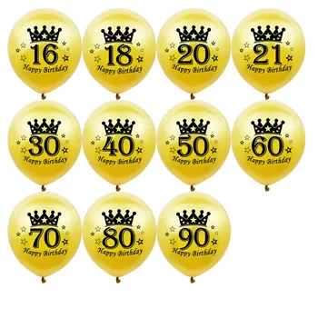 10pcs de 12 țoli Fericit Ziua de naștere Numărul balon latex Rose Gold Crown 16 18 20 21 30 40 50 Naștere. aniversare de Nunta petrecere decor