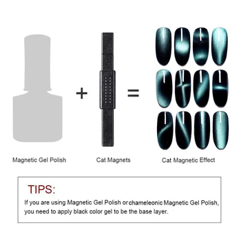 12-în-1 Nail Art Magnet Lipi Ochii de Pisica Magnet pentru unghii cu Gel Unghii 3D Linie de Bandă Largă Efect Magnetic Puternic Pen Instrumente de Bord