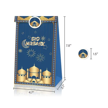 12pcs Eid Mubarak Cadouri Cutie de Bomboane Saci de Ramadan Kareem DIY Hârtie de Ambalaj Saci Islamice Musulmane Decoratiuni Partid Consumabile