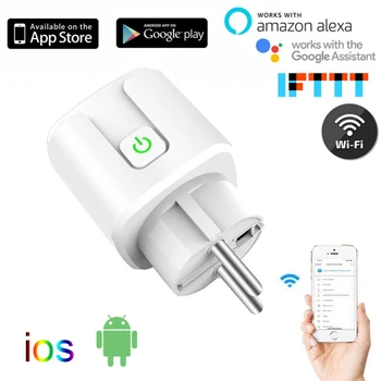 16A UE Inteligent Wifi Priza de Putere Cu Monitor de Putere Smart Home Wifi Wireless Priză Funcționează Cu Alexa Google Casa Tuya App