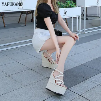 16cm Pene Toc Platforma Femei Sandale cu Tocuri foarte inalte, de Dimensiuni Mici Talpă Groasă Casual, sandale Mireasa Sexy Pantofi Cu Catarama