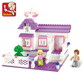 193pcs SLuban Violet Dragoste Dulce Cabana Casa Blocurile 2 Iubitor de Păpuși Minifigures Jucării pentru Copii pentru Childs ' Gift Ornamente