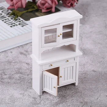 1buc 1:12 casă de Păpuși în Miniatură Alb Cabinet de Casa Papusa Bucătărie, Mobilier Camera de zi Accesorii