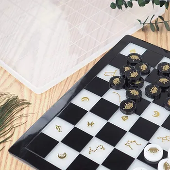 1buc Tabla de Sah Mucegai Silicon Piese de Șah Dame tabla de Șah a Face Cristal Rășină Epoxidică Mucegai DIY Meșteșug lucrate Manual