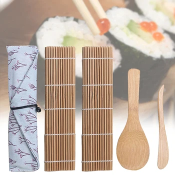 1set Bucatarie Cadou DIY Bambus Sushi Maker Set Sushi cortina de Orez Sushi Face Kituri Rola de Gătit Instrument Betisoarele Lingura Sushi lama