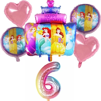 1Set Disney Princess Tort Baloane Folie 32inch Număr de Partid Ziua de nastere Decoratiuni Globos Copil de Dus pentru Copii Jucarii Copii, Baloane