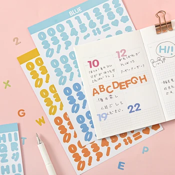 2 buc Bomboane de Culoare Număr Digital Scrisoare Alfabet Autocolante Notebook Planificator de Papetărie Scrapbooking Decor Drăguț coreeană Autocolant