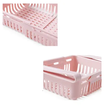 2 buc/set reglabil elastic frigider organizator cutie de depozitare coș de sertar trage-out sertar de bucatarie proaspete raft de depozitare