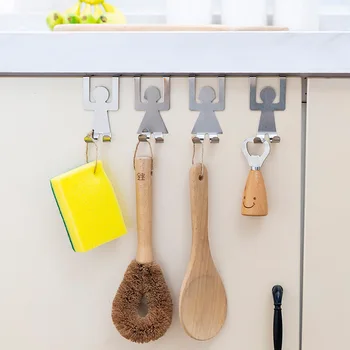 2-bucata set de unghii-gratuit ușa cârlig de bucătărie din oțel inoxidabil usa cabinetului geanta cuier cârlig de depozitare accesorii