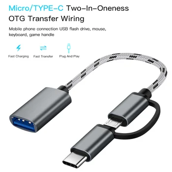 2-în-1 Adaptor OTG Cablu Nailon Panglica USB 3.0 a la Micro USB de Tip C Date de Sincronizare Adaptor pentru Huawei pentru MacBook U Disc de Tip C OTG