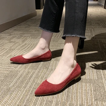 2020 Moda pentru Femei Pantofi Femei Apartamente de înaltă calitate piele de căprioară slip-on pantofi subliniat in picioare de Cauciuc pentru Femei Pantofi Plat Balet plus dimensiune