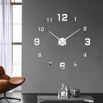 2020 Nou Mare 3d real mare ceas de perete cu design modern s-au grabit Cuarț ceasuri ceasuri de moda oglindă autocolant diy living decorul camerei
