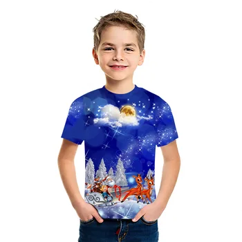 2021 Crăciun Fierbinte Băieți Și Fete 3D de Imprimare T-Shirt de Vara Noi din Bumbac Casual cu Maneci Scurte în aer liber de Sport de Top