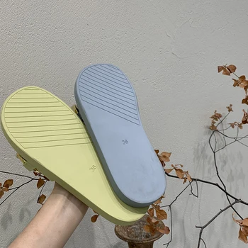 2021 Femei Papuci De Vara Slide-Uri De Metal Papuci De Sex Feminin Casa De Moda Doamnelor Sandale Pantofi De Femeie Apartamente În Aer Liber, Pantofi Pentru Femei