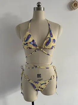 2021 Noi Brazilian Bikini Set Biquinis Sexy Bandaj Femei Costum De Baie Floral-Costum De Baie Feminin, Fată, Costume De Baie, Costume De Înot Plavky