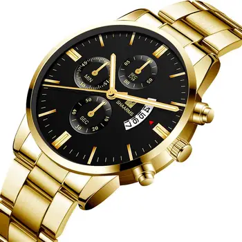 2021 Oameni de afaceri de lux Militare Cuarț ceas de aur din oțel inoxidabil trupa bărbați ceasuri calendar Data masculin ceas Relogio direct