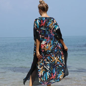 2021 Plus dimensiune Șifon Plajă Acoperi Pareos de Playa Mujer Halat De Plage Boho Maxi Rochie Bikini Acoperi Plaja poartă Sarong