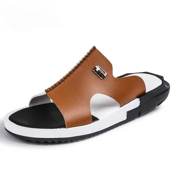 2021 Vara Brand Nou-veniți Bărbați Sandale pentru OutdoorLeather Sandale Respirabil Pantofi din Piele Flip Flops Om Plus Dimensiune 38-46