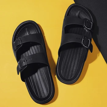 2021 Vara Noi de Culoare Solidă pentru Bărbați Catarama Plat Respirabil Papuci Casual și Confortabil Interior Sandale Pantofi de Plaja si Flip Flops