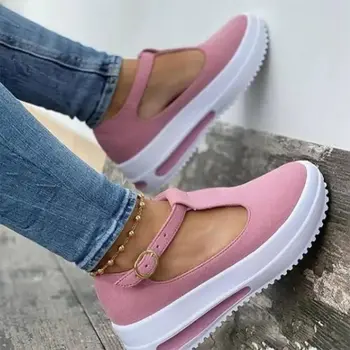 2021 Vara Noi De Curea Cataramă Pantofi Wedge Pentru Femei Sandale Casual, De Culoare Solidă Fund Gros Plat Femei Pantofi Doamnelor Sandale