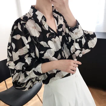 2021 Vara Noi Șifon Negru Harajuku Flanel Supradimensionat Tricou Femei Haina De Sus Bluza Boho Cardigan Coreeană De Moda Topuri