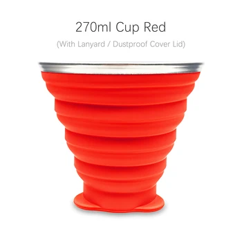 270ml Silicon Pliabil Travel Cupa în aer liber Portabil Pliant Camping Cupe cu Capac Curea Extensibilă Potabilă Copa BPA Free