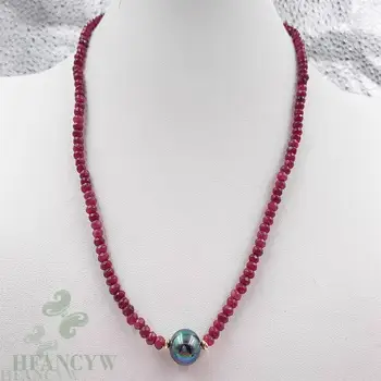 2x4mm Roșu Calcedonie Negru Coajă Colier de perle de 18 Inci Aurora Bijuterii de Nunta Perfect Cadou