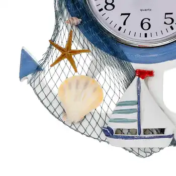 33cm Ancora Ceas din Lemn în Stil Mediteranean Acasă Ceas de Perete Mare Plajă Temă Nautice, Nava Roata Nordic Agățat de Perete Decor