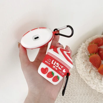 3D Căpșuni Piersici inghetata de Căști Cazuri pentru AirPods Caz Alimente Drăguț pentru Apple Airpods Pro Proteja Capacul Căștile Earpods Caz
