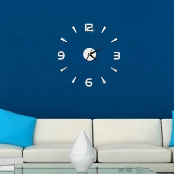 3D Home Decor Cuarț Ceas de Perete Diy Ceasuri Horloge Ceas Living Moda Acril Oglindă Autocolante de Argint