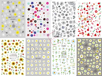 3D Nail Art Stickere Design Manichiura Nail Art Decal Decor Popular Rezumat Planta Unghii Designer Decalcomanii de Flori de Primăvară