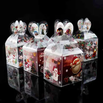 3pcs Clar de Plastic Cutie de Cadou de Moș Crăciun Cutie de Mere Bomboane Cookie Cutie de Ambalaj de Anul Nou 2021 Favoruri de Partid Navidad Natal