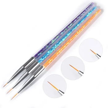 3pcs Nail Art Pensule Set Pictura Striping Linii de Creion cu Paiete Pen Stick Profesionale de Unghii Perie de Linie Sequin Pen Stick de Desen