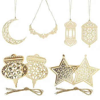 3stuck Islam Ramadan Accesorii din Lemn Luna, Stele, Vânt Felinar Lemn Forma Placa Semn pentru Casa de Perete Diy Eid Mubarak Decoratiuni