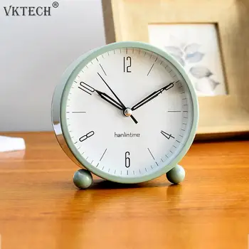 4 inch Rotund Desktop Ceas Tăcut Mut Luminos Ceas cu Alarmă Digital cu Lumina de Noapte Metal Ceas de Masa Acasă Decor Dormitor