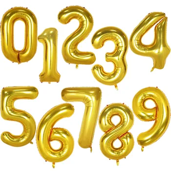 40Inch Curcubeu Aur, Argint Mare Folie, Baloane cu Heliu Numărul de Balon 0-9 Fericit Ziua de naștere Petrecere de Nunta Decoratiuni WD0310