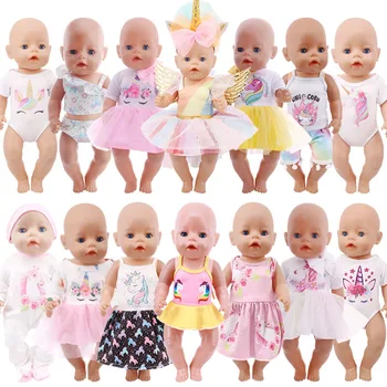 43cm New Born Baby Doll Unicorn Dsiney Haine De 18 Inch American De Fata e&43-45cm Copil Nou-Născut Papusa Zaps Generația Noastră Jucărie