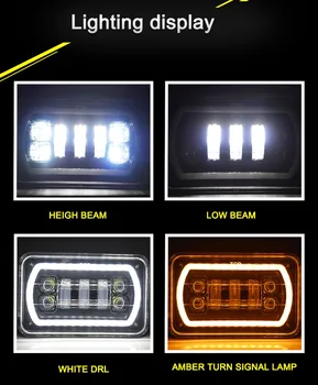 4x6 Inch 60W LED Faruri DRL Pentru Peterbil Kenworth Freightinger Ford Sonda Chevrolet, Oldsmobile